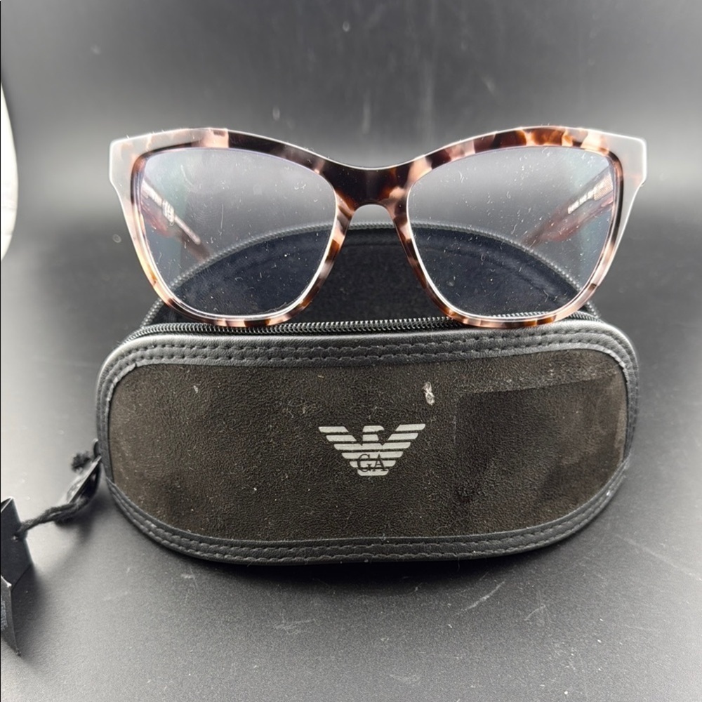 Emporio Armani Brown Cat-Eye Glasses